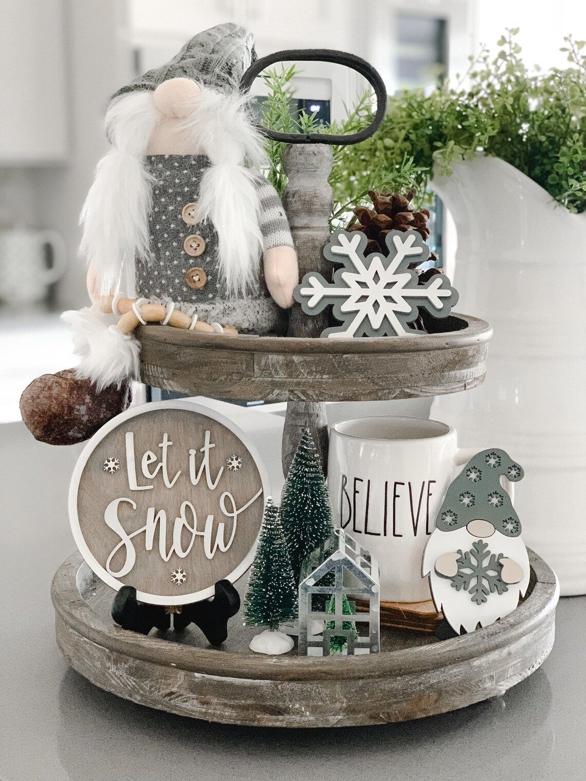 Beautify Your Home with Winter Tiered Tray Décor